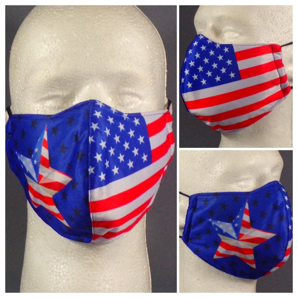 "American Flag Star" Patriotic Double Layered Adult Face Mask